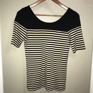 Spandex black and beige striped blouse